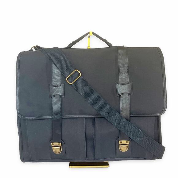 YSL Yves Saint Laurent Parfums Messenger Black Nylon Shoulder Bag Crossbody - Picture 1 of 15